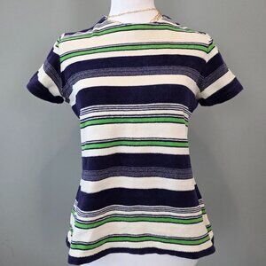 Vintage 90s Y2K Boutique Terry Short Sleeve Shirt. M. Surf Skate Snow Striped